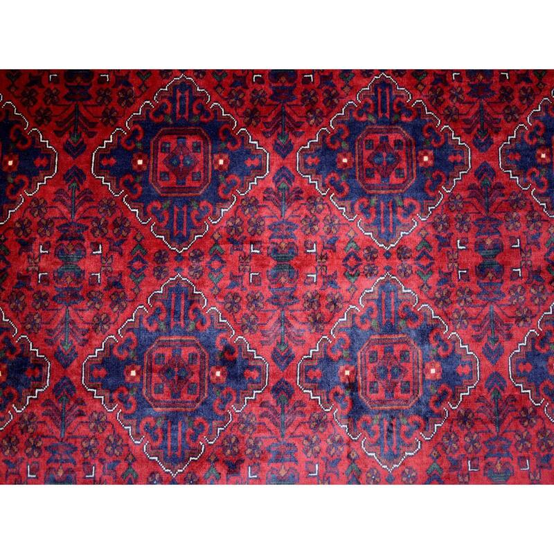Shahbanu Rugs Saturated Red Afghan Khamyab with Tribal Medallions